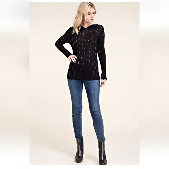 Vocal Rhinestone Stripe Black Hoodie - Picture 6 of 6